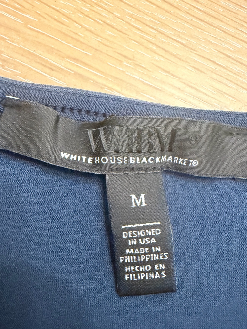 White House Black Market Navy Short-Sleeve Draped Top with Ring Accent - Picture 6 of 6